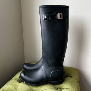 Hunter Original Tall Black Adjustable Rain Boots Womens 9